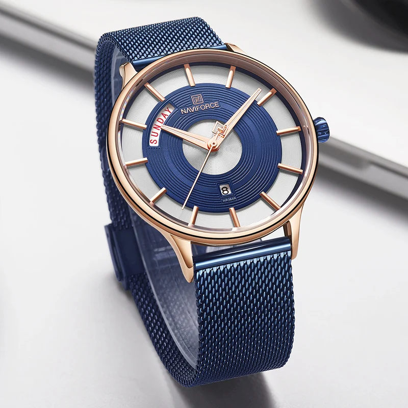 Мужские часы NAVIFORCE брендовые модные деловые мужские водонепроницаемые кварцевые