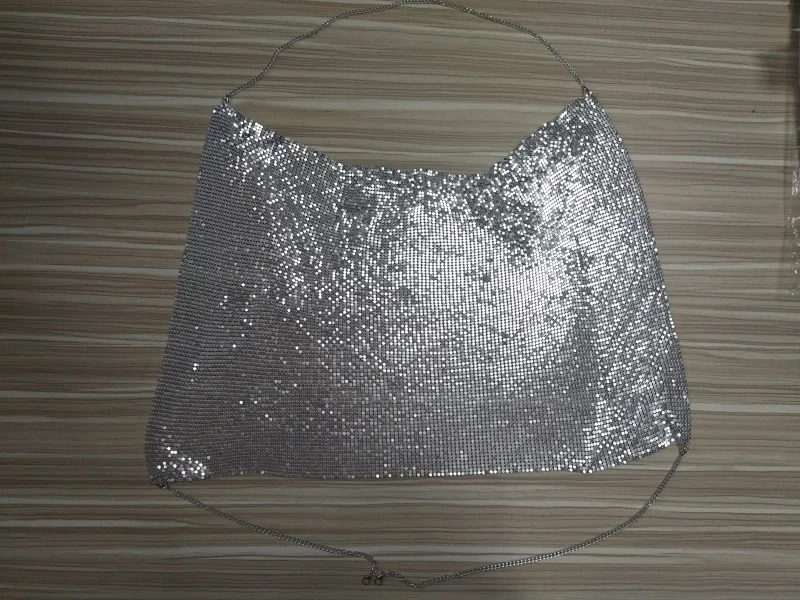 Blingbling Сексуальная кристаллическая Сетка Топ женский металлический короткий летний топ Золото Серебро блестящее украшение с цепями спинки клуб вечерние жилет