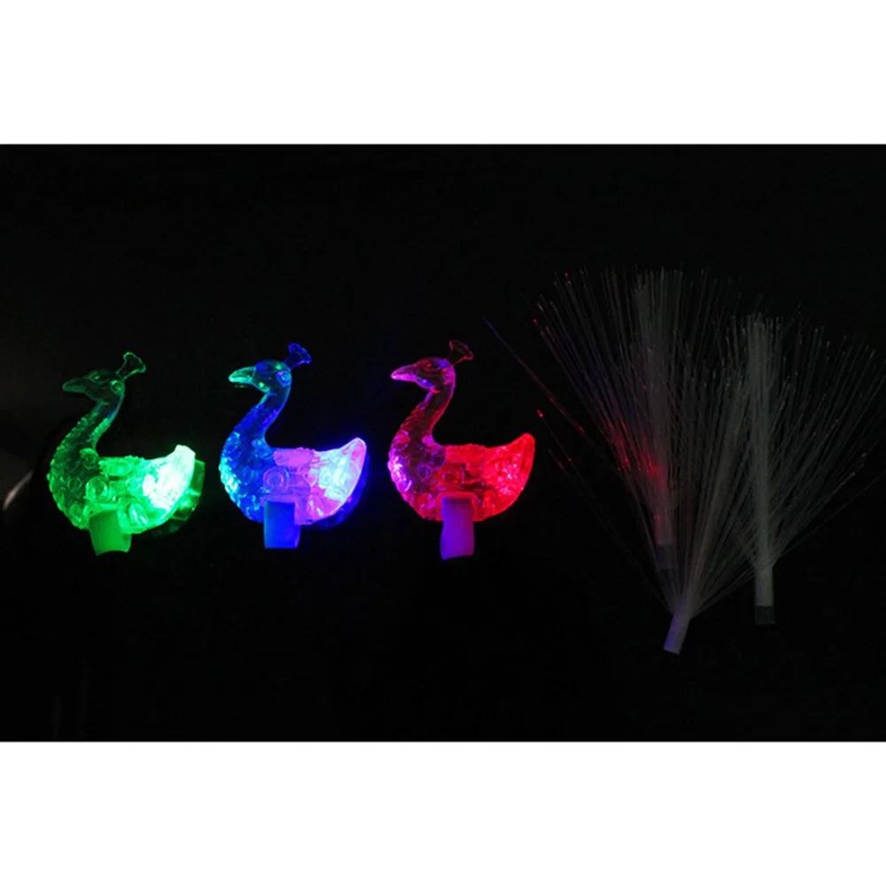 Buy 4 Free 1 Peacock Finger Light Colorful LED Light-up Rings Party Gadgets Kids Intelligent Toy for Brain Development DS29