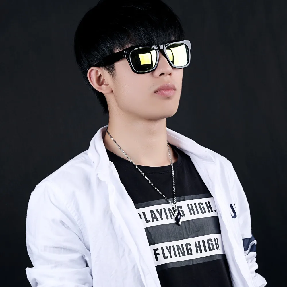 1 шт. Мужская подвеска из титановой стали с голубым песочным камнем|Ожерелья