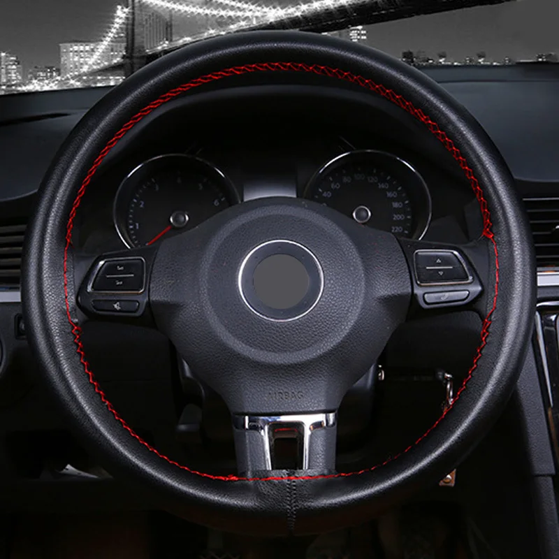 37cm/38cm Car Steering Wheel Covers DIY Soft Fiber Leather braid on the steering-wheel With Needle and Thread Auto Accessories | Автомобили