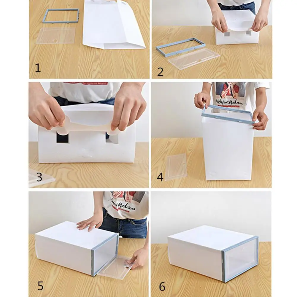 3 шт./лот модный стеллаж для обуви складной прозрачный ящик хранения влагостойкий