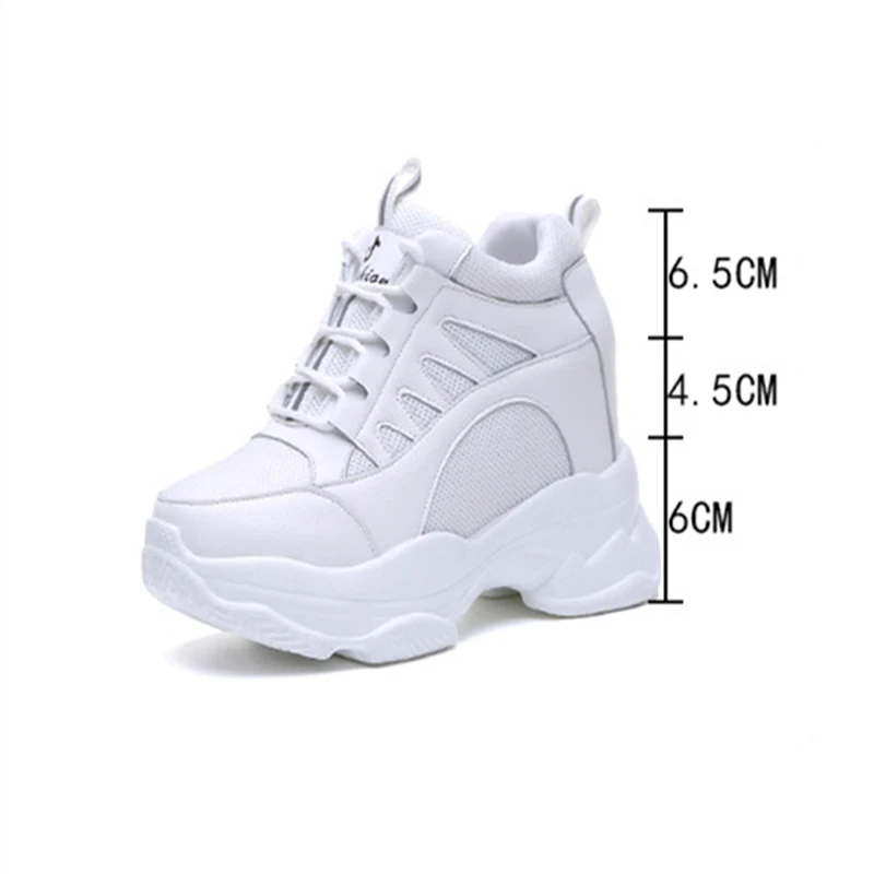 

Hide Heels Fashion Women Chunky Sneakers Platform Casual Shoes Woman Lace Up Wedges Sneakers Women Breathable Shoes XU045