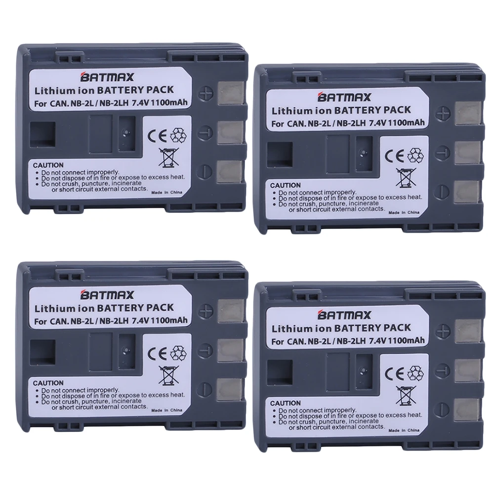4Pcs NB-2L NB 2L NB2L 2LH BP-2L5 1100mAh Rechargeable Li-ion Battery + LCD USB Charger for CANON 350D 400D G7 G9 S30 S40 z1 | Электроника