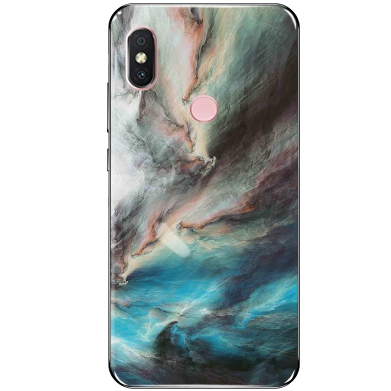 Colorful Stone Phone Case For Xiaomi Mi A2 MiA2 Cases Granite Marble Pattern Soft Silicone TPU Cover 6X Mi6X |