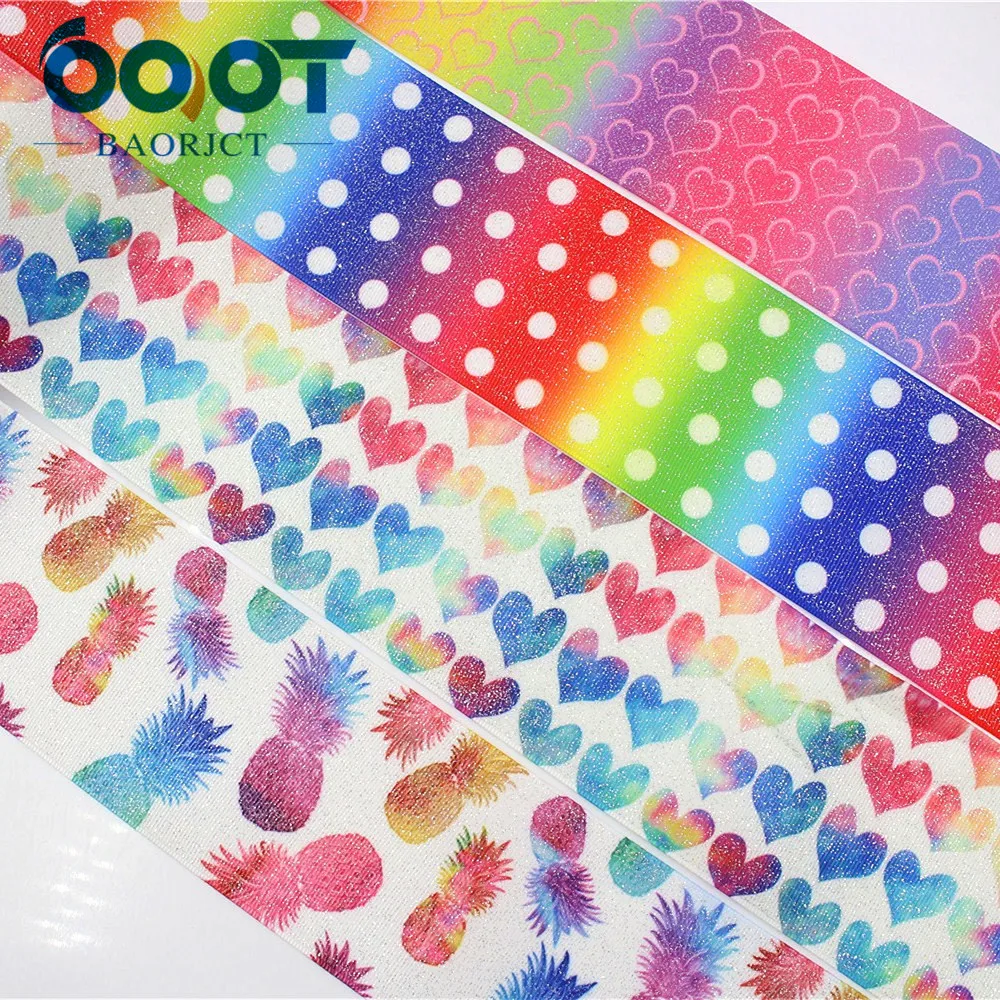 OOOT BAORJCT 1710056 75mm 5yards Flash color Ribbons Thermal transfer Printed grosgrain Wedding Accessories DIY handmade materia | Дом и сад