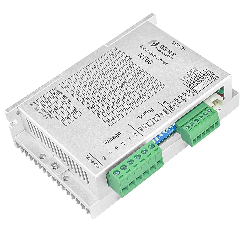 Трехфазный Драйвер шагового двигателя Rtelligent 2 Nema 23 24 NT60 RS485 через сеть Modbus для с