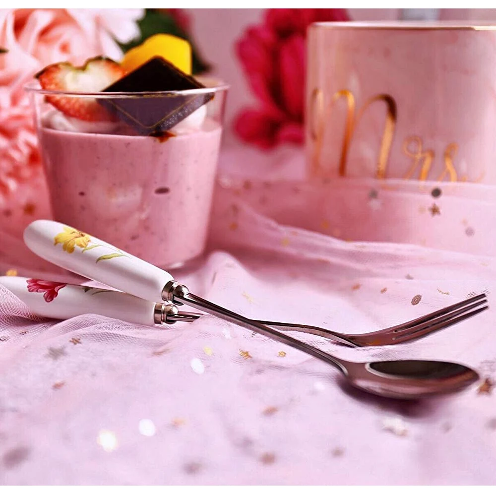 Ложка десертная кофейная ложка с керамической ручкой из нержавеющей стали 6 шт. |