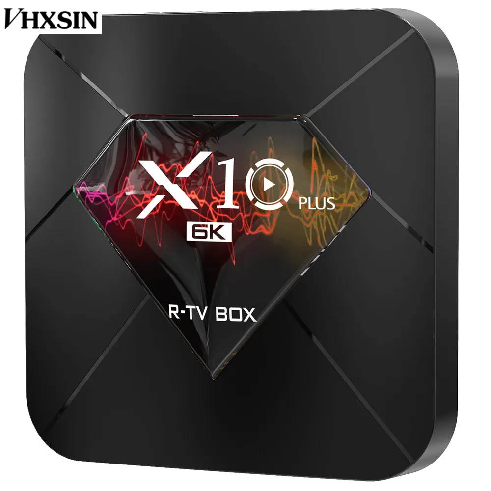 ТВ приставка VHXSIN 50 шт./лот X10 Plus Android 9 0 4 64G четырехъядерный WiFi 3D H.265 6K телеприставка