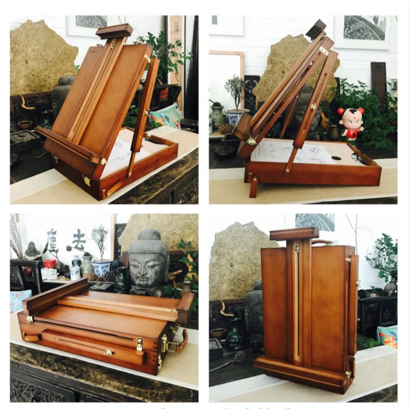 

Wooden Laptop Box Easel Painting For Watercolor Hardware Accessories Multifunctional Painting Suitcase Art Supplies Artist