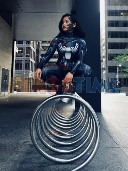 3d принт яд 2018 She Venom Anne Weying Человек паук женщина Черный Яд симбиот костюм из лайкры