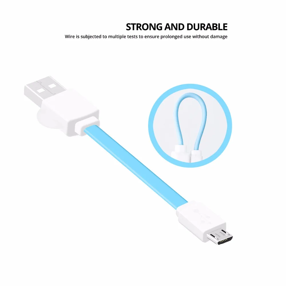 Кабель Micro USB FONKEN короткий зарядный кабель для телефона 10 см 2 4 А 0 1 м зарядки мини
