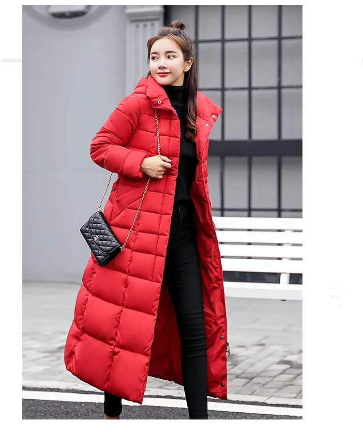Новый зимний длинный пуховик Женское пальто большого размера толстый теплый