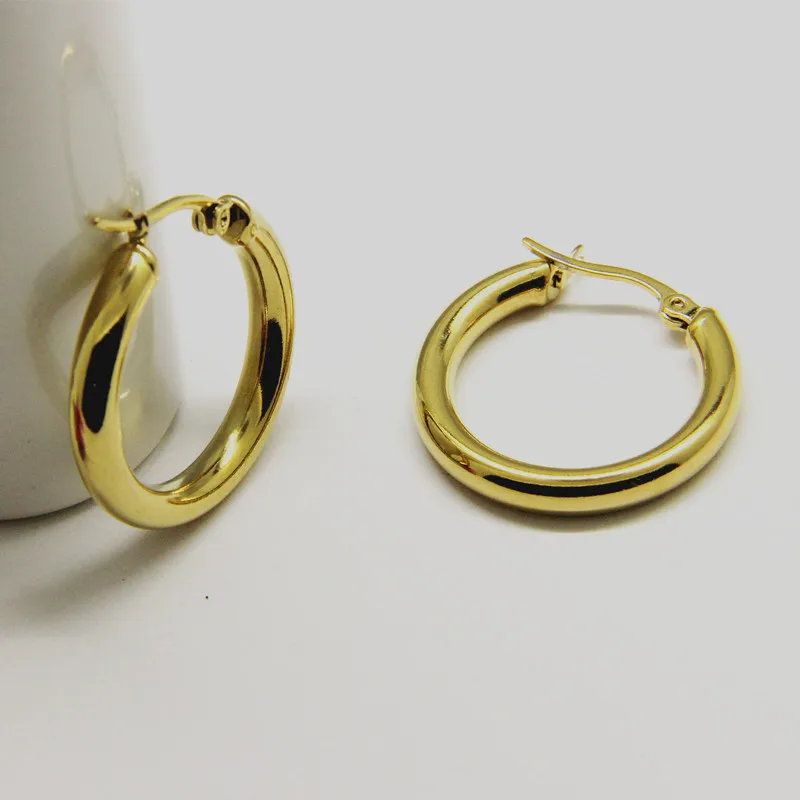 Серьги-кольца из нержавеющей стали золотые круглые креольские серьги большие