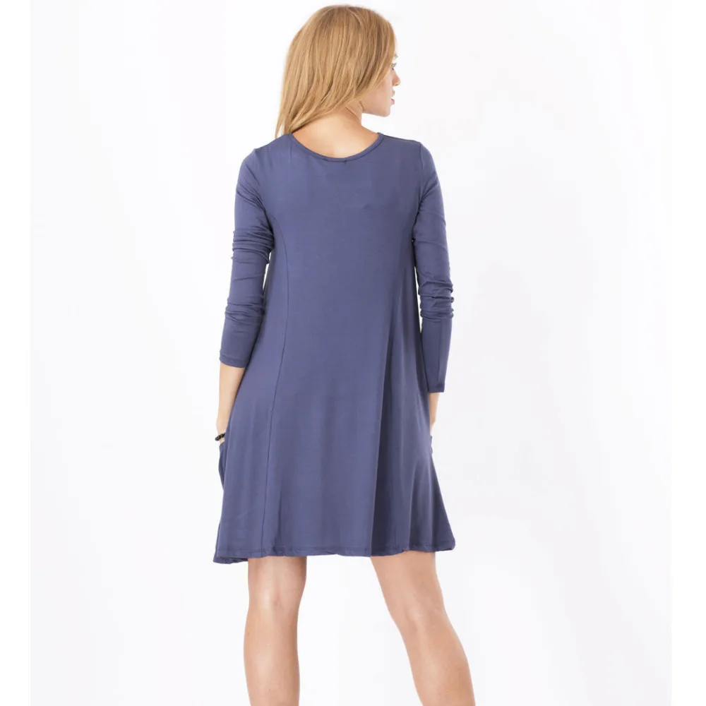 Женское платье с длинным рукавом и круглым вырезом размеры S M L XL XXL XXXL|fashion women