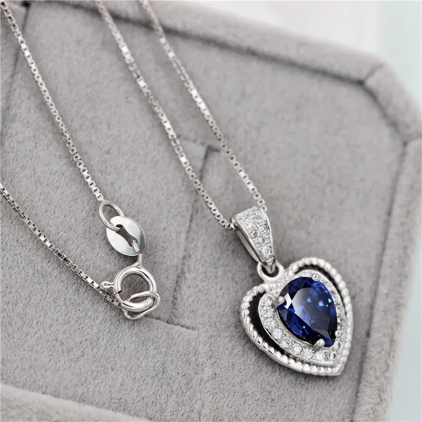 Almei Natural Heart Tanzania Color Topaz Pendants Women 925 Sterling Silver Pendant 18'' Necklaces Gift Free Box 40% FN017 |