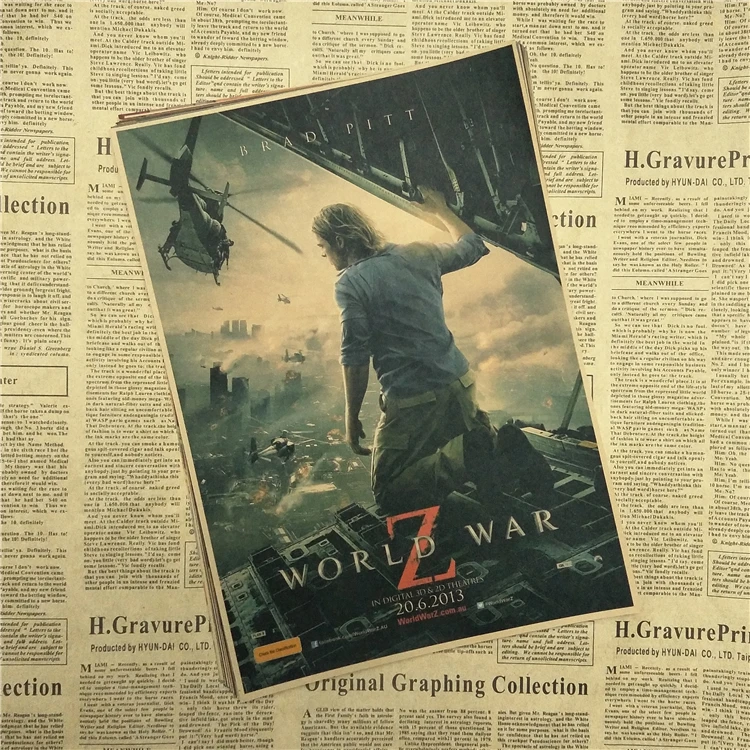 WORLD WAR Z Брэд Питт винтажный постер из фильма настенная бумага домашний декор Cudros