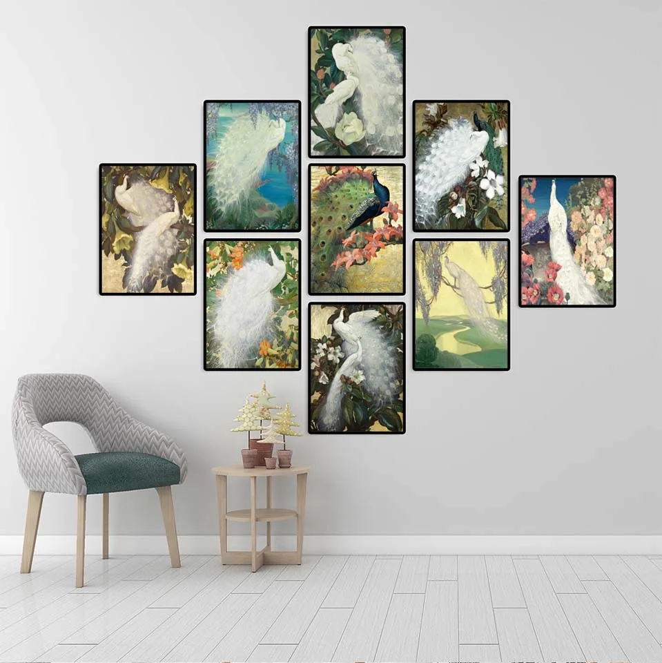 Vinsonloud Nordic Decoration Wall Art Canvas Poster Print Painting Decorative Picture for Living Room Peacock figure | Дом и сад