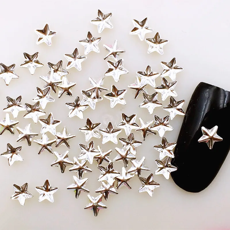 100 шт./пакет Kawaii Star 5 мм Новые 3D наклейки для ногтей украшения из сплава японский