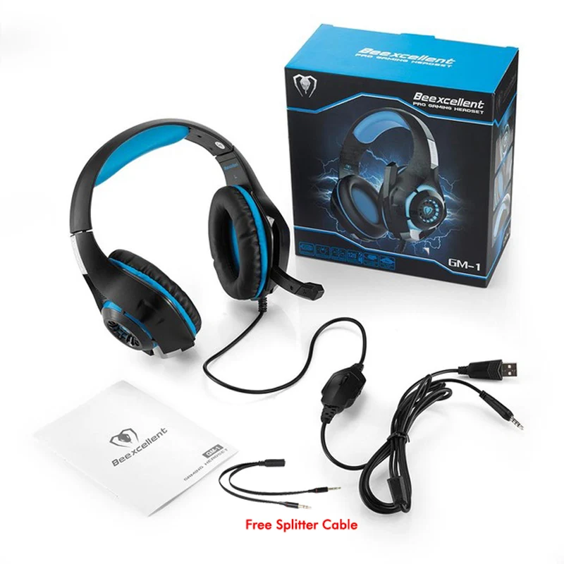 Blue with retail box Игровые стереонаушники 3,5 мм, наушники для ПК, наушники для компьютера, игровая гарнитура с микрофоном для Xbox One, PS4, playstation 4, ноутбука - Цвет: Blue with retail box