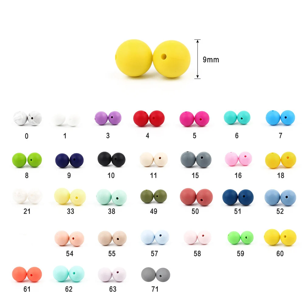 Choose color BOBO. BOX 10 шт 9 мм круглые силиконовые бусы пищевой материал для DIY детского ожерелья Жевательная забота о детском прорезывателе - Цвет: Choose color