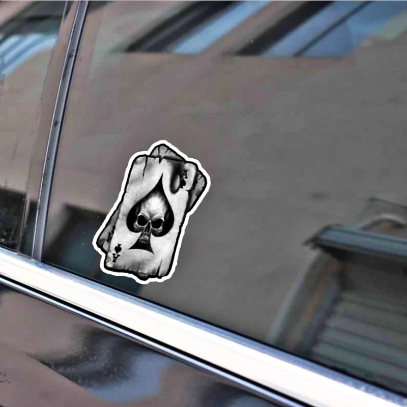 Aliauto Poker Spades A Skull Car Sticker &amp Decal Accessories for Chevrolet Captiva Niva Aveolacetti Sonic Spark Cruz Ford Focus |