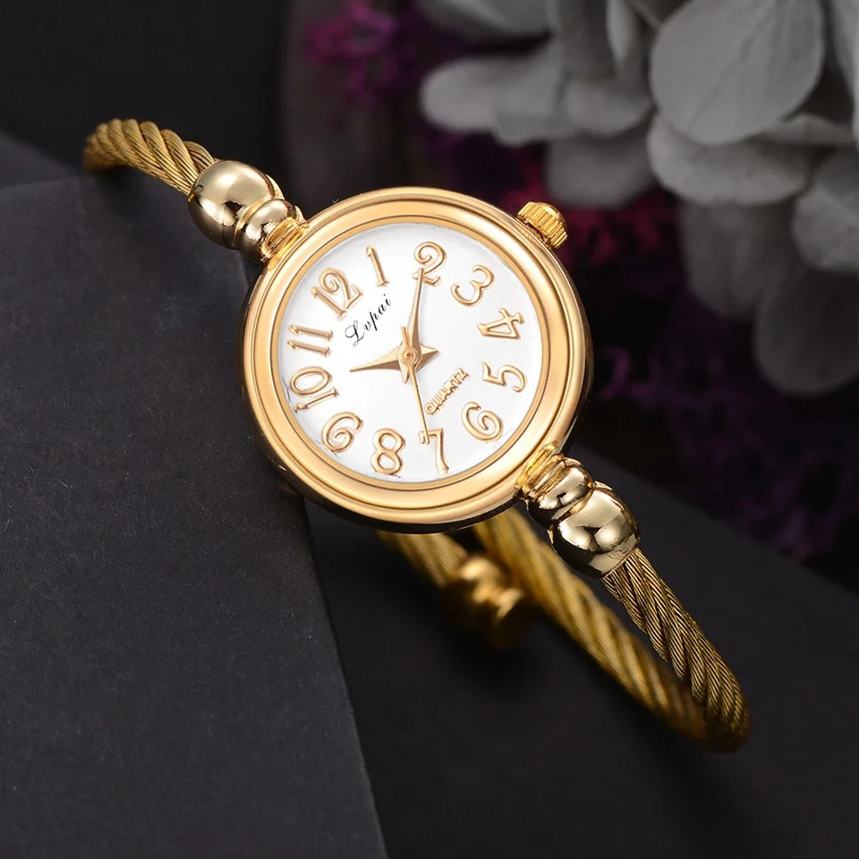 Часы наручные Lvpai женские кварцевые маленький золотистый браслет роскошные