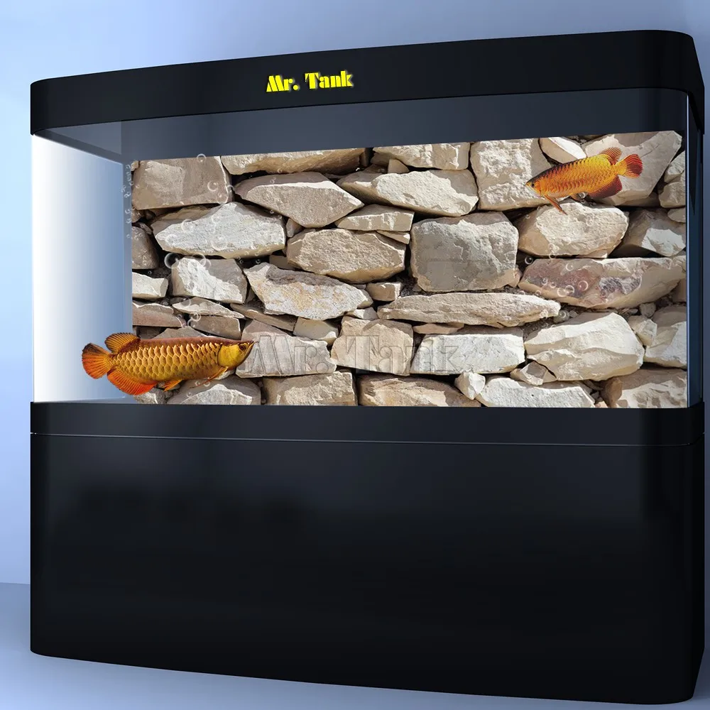 Custom Size Aquarium Background Poster With Self-Adhesive Rock Stone High Glossy PVC Fish Tank Decorative Backdrop Sticker - Цвет: As The Picture Show