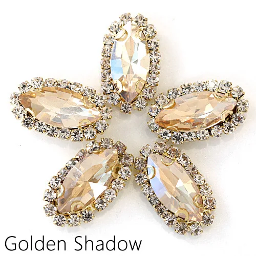 Golden Shadow 20 шт конский глаз лист пришить на коготь стразы шьют на стекло стразы шьют на Стразы с золотым коготь использовать для свадебного платья обувь B1078 - Цвет: Golden Shadow