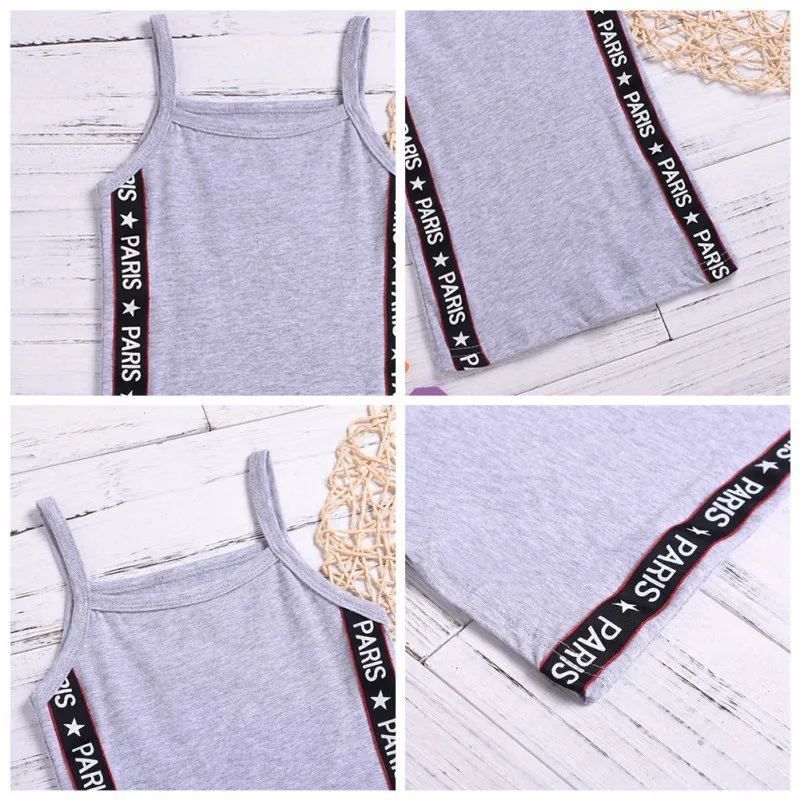 

girl dress summer Letter Sling Pencil solid color gray Cotton Dress for 1-6T infant toddler girl dress