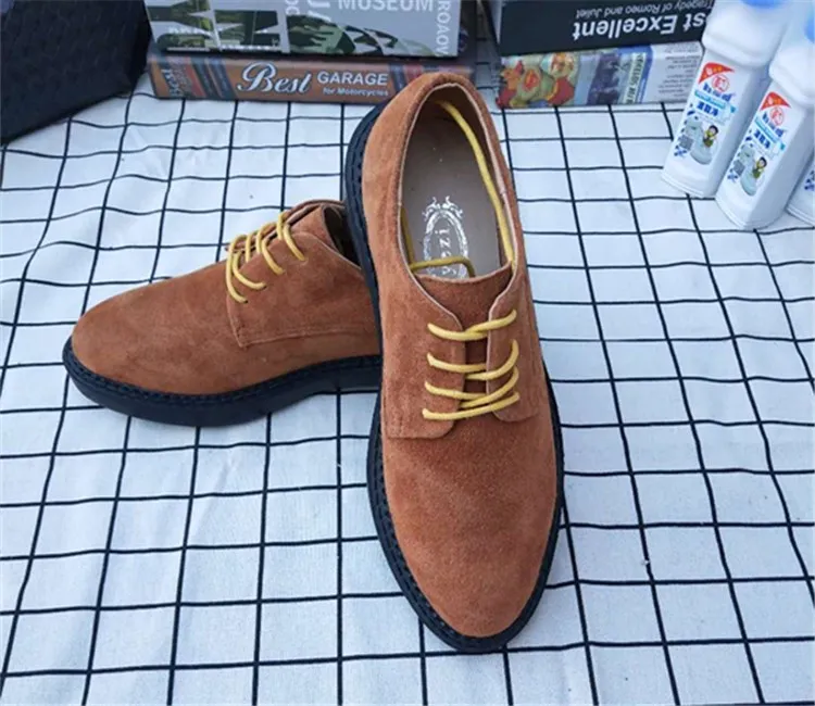 Brown black outsole OULYYYOGO/сезон весна-лето; Женская обувь в винтажном британском стиле; женская замшевая обувь на плоской подошве со шнуровкой и круглым носком; повседневные оксфорды ярких цветов - Цвет: Brown black outsole