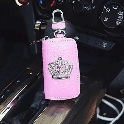 pink Корона с алмазами для мужчин wo мужской кошелек для ключей мужской автомобильный брелок для ключей держатель ключей крокодиловый узор чехол для ключей большой емкости Органайзер маленький кошелек - Цвет: pink