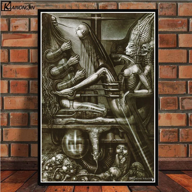 011 Постеры и принты Hr Giger Li II постер с изображением чужого ужаса произведение искусства Ретро Холст Живопись стены искусство картина для гостиной домашний декор - Цвет: 011