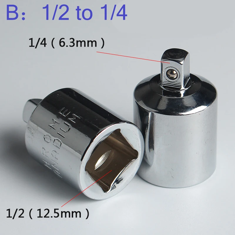 CR-V Steel Socket Ratchet Converter Adapter Reducer 1/2" to 1/4" 1/2" to 1/4" Car Bicycle Garage Repair Tools Small Socket Tools
