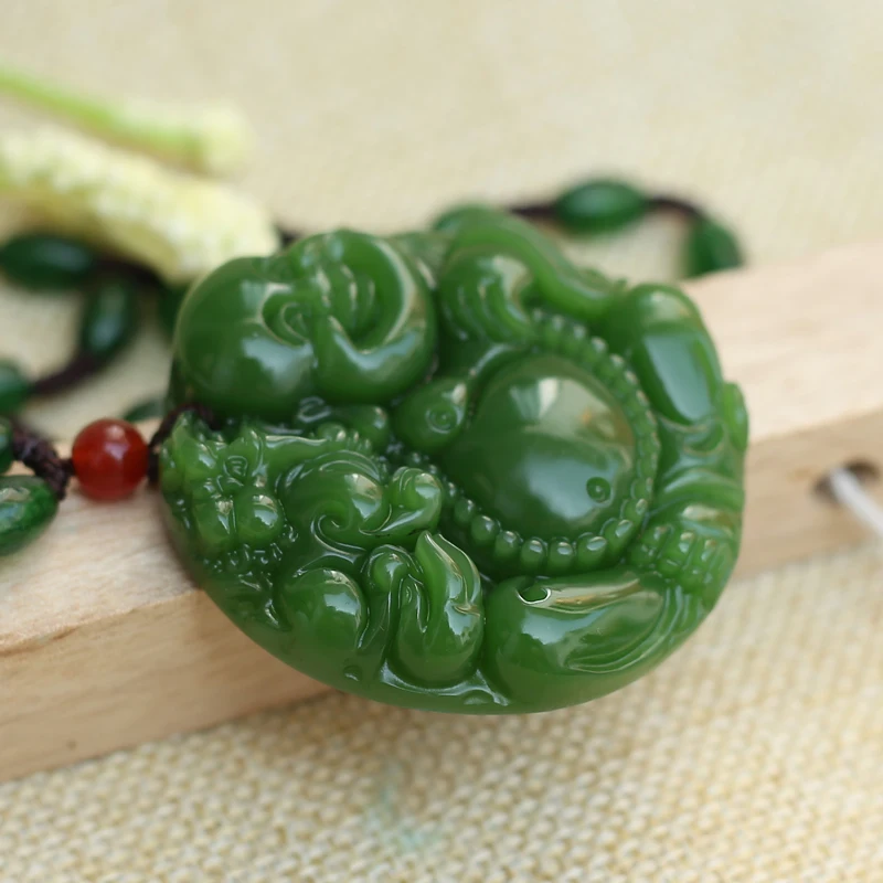 Hetian резная улыбка талисман с Буддой кулон ожерелье для женщины мужчины подарок