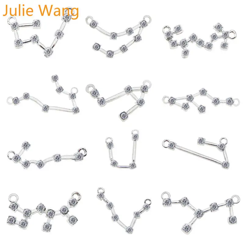 Julie Wang 12 шт. белые K Смешанные созвездия зодиака шармы из сплава циркония ожерелье