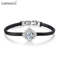 luoteemi brand new flower chain bracelet for women wedding party luxury cz elegant pulseira feminina double color christmas gift