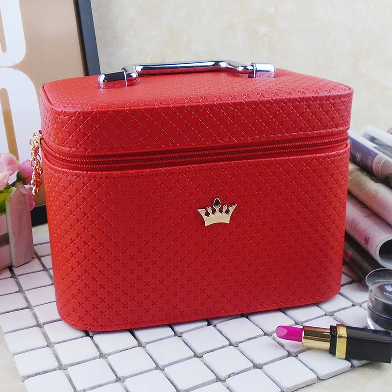 Red Small Size Высококачественная косметичка для женщин благородная корона большой емкости профессиональный органайзер для макияжа портативный чехол для хранения кистей ZF9531 - Цвет: Red Small Size