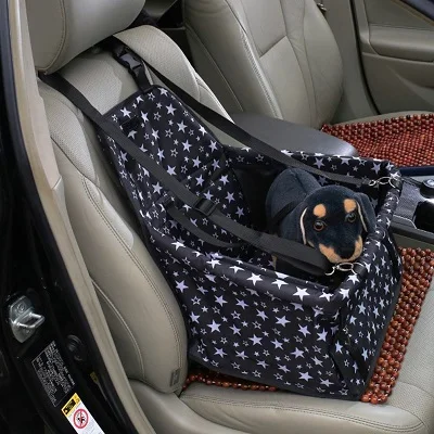 Black with stars Переносная сумка-переноска для домашних собак, автомобильный коврик для маленьких собак, безопасная переноска для кошек, щенков, сумка для автомобильных сидений, корзина для домашних животных, автомобильные аксессуары для путешествий - Цвет: Black with stars