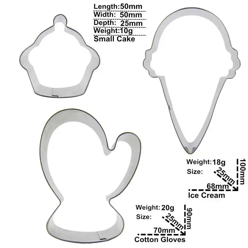 Торт мороженое в форме перчаток 3 штуки формы для резки печенья инструменты