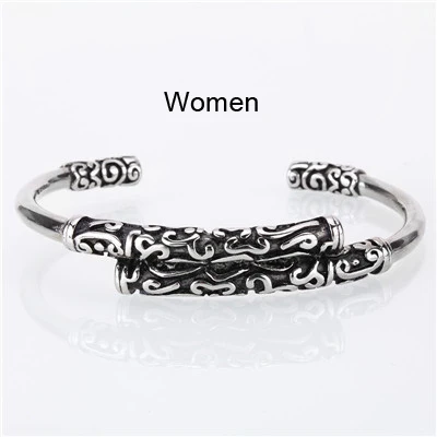 Women Silver Mcllroy Браслет-манжета/для женщин/мужчин/открытый/золотой браслет из нержавеющей стали браслет геометрический ретро пара ювелирные изделия для Валентина Викинг - Окраска металла: Women Silver