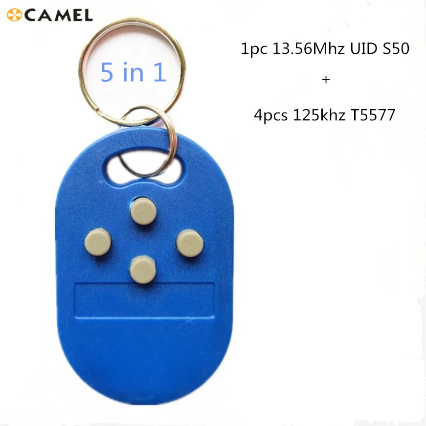 4T5577 1UID RFID несколько брелоков 4 или 5 в 125 кГц T5577 EM записываемый IC 13,56 МГц M1k S50 UID сменный CUID сложный брелок тег - Цвет: 4T5577 1UID