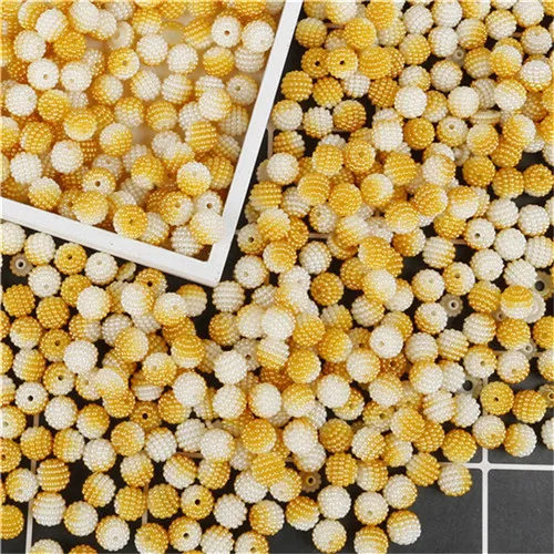 Yellow 10 мм(примерно) 1,5mm 50 шт./пакет двух-Цвет эффект жемчужные бусины из АБС-пластика для искусство ремесла швейные вам возможность самостоятельно украсить свой телефон для пошива одежды ткань/Бисер для одежды «сделай сам» - Цвет: Yellow