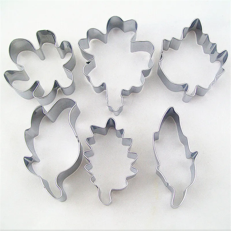 

6 Style Autumn Cake Cookie Biscuit Baking Mold,Red Maple Leaf Shaped Cake Decorating Fondant Cutters Tools