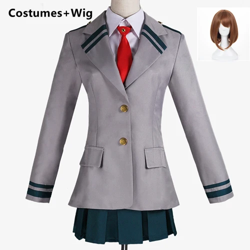 Аниме «Мой герой», карнавальный костюм OCHACO URARAKA Izuku Midoriya Shoto Todoroki, школьная форма с париком - Цвет: OCHACO URARAKA