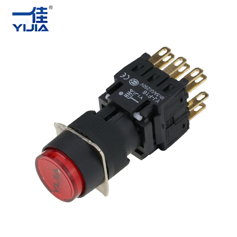 Серебристый контактный 16 мм Мгновенный Круглый кнопочный переключатель