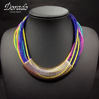 multilayer resin beads choker necklaces for women new alloy bohemia punk ethnic female statement necklace collier femme