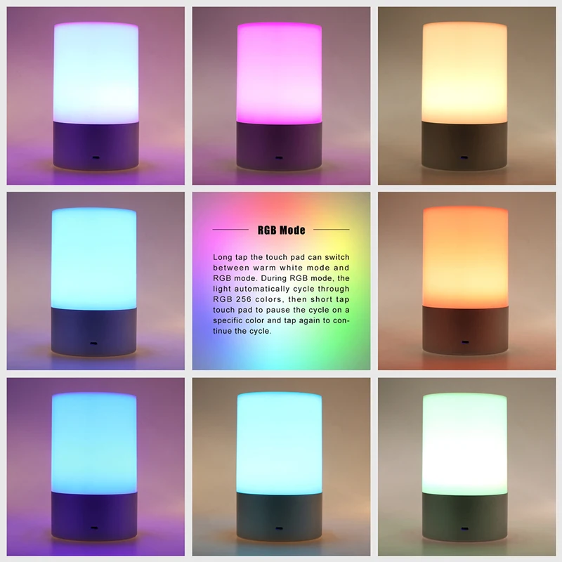 Lemonbest перезаряжаемый RGB светодиодный прикроватный Ночной светильник внутреннее