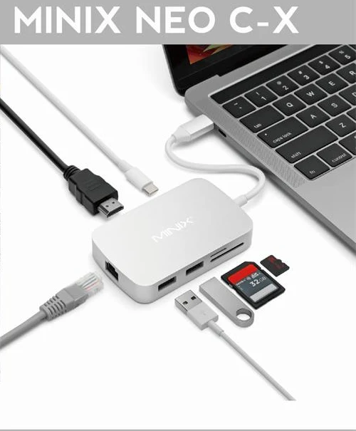 MINIX USB-C концентратор многопортовый адаптер с двойным HDMI выходом 4K адаптер 3 USB 3,0 Gigabit Ethernet USB-C Зарядка для Apple MacBook