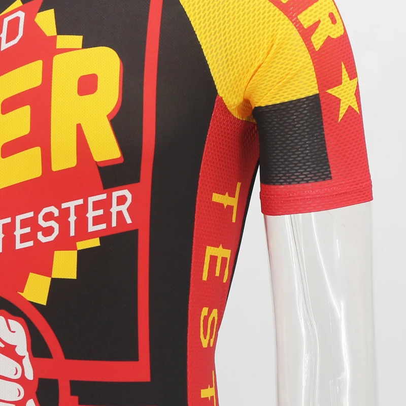 

Classic BEER Men's Short Sleeve Cycling Jersey YELLOW / RED Road MTB Top Team Mountain Bike Bicycle Clothes Customization